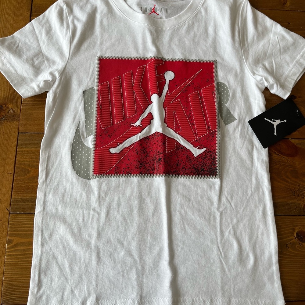 Nike Air Jordan White and Red T-Shirt